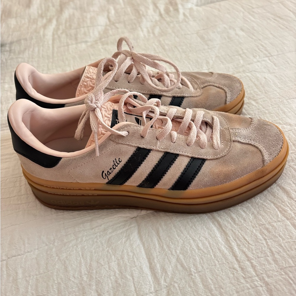 Adidas Light Pink and Navy Gazelle Bold